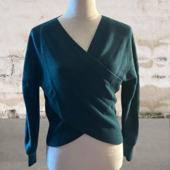 Women's Teal Wrap Sweater Size Medium - Picture 1 of 5
